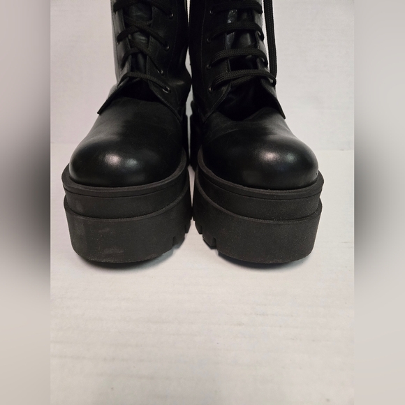 Nila & nila platform lace up woman's black boots size 40 combat grunge fall moto - Picture 4 of 17